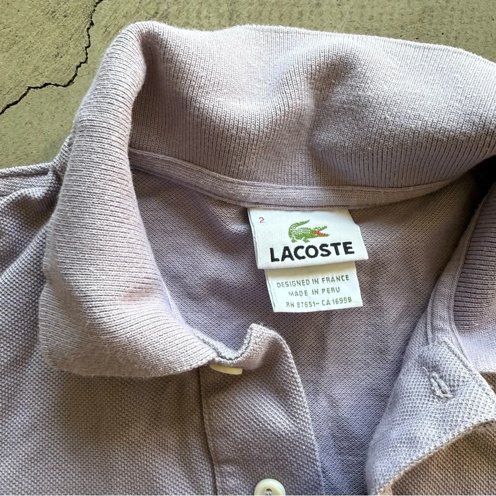 Lacoste / polo shirt / lilac - lite purple / size 2 - Picture 4 of 6